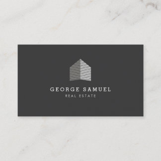Modern Abstract Home Logo Realtor Gray White Visitekaartje