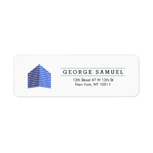 Modern Abstract Huis Logo Makelaar Blauw Wit Etiket