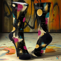 Modern Abstract in geel, Blauwgroen, Magenta op zw