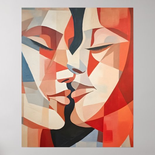 Modern Abstract Kleurrijk Koppel kussen Poster (Voorkant)