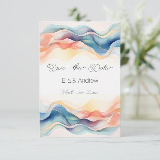 Modern Abstract kleurrijk ontwerp Save The Date (Staand voorkant)