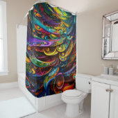 Modern Abstract kleurvol Douchegordijn (In situ)