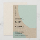 MODERN ABSTRACT KRAFT AQUA BLUE VERLOVING INVITE BEDANKKAART (Voorkant / Achterkant)