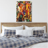 Modern Abstract kubistisch schilderij - Canvas Rep Afdruk (Insitu (Slaapkamer))