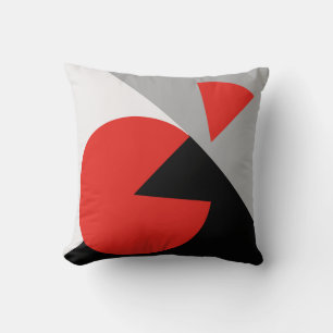Modern abstract kussen zwart, rood, wit, grijs