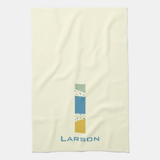 Modern Abstract L-monogram Initiaal Theedoek (Verticaal)
