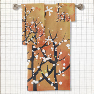 Modern Abstract landschap verbrand Sinaasappel Bad Handdoek