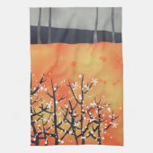 Modern Abstract landschap verbrand Sinaasappel Theedoek (Verticaal)