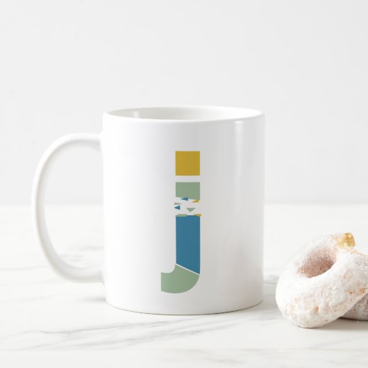 Modern Abstract Letter J Monogram Initiaal Koffiemok (Met donut)