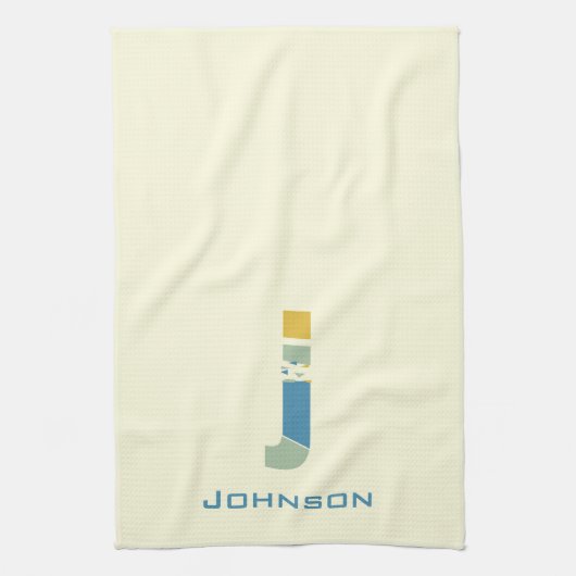 Modern Abstract Letter J Monogram Initiaal Theedoek (Verticaal)