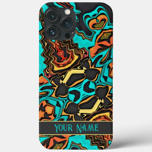 Modern Abstract Leuk Blauwgroen Bruin Gepersonalis Case-Mate iPhone Case (Achterkant)