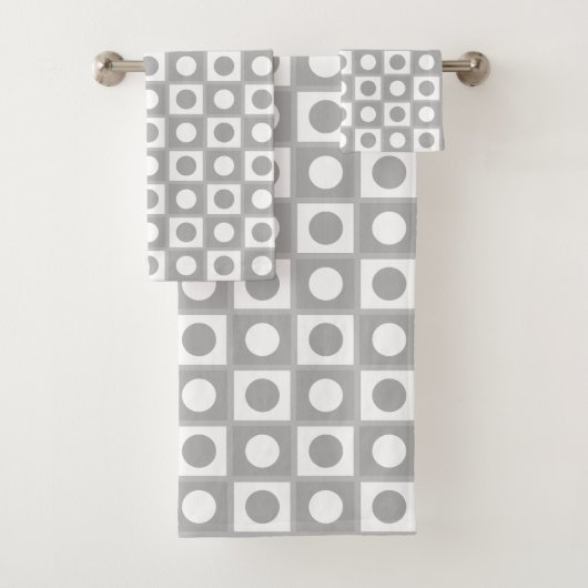 Modern Abstract Lichtgrijs & Wit Bad Handdoek (Insitu)