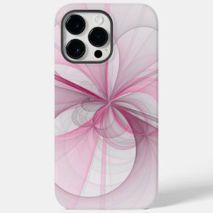 Modern Abstract lichtroze grijs fractaal ontwerp Case-Mate iPhone 14 Pro Max Hoesje