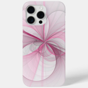 Modern Abstract lichtroze grijs fractaal ontwerp iPhone 15 Pro Max Hoesje