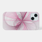 Modern Abstract lichtroze grijs fractaal ontwerp iPhone 15 Hoesje (Achterkant horizontaal)