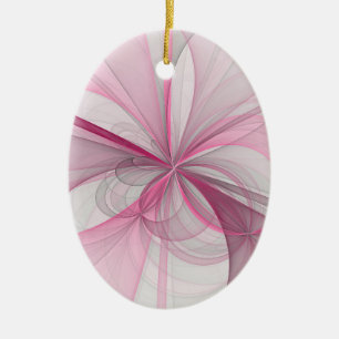 Modern Abstract lichtroze grijs fractaal ontwerp Keramisch Ornament