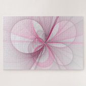 Modern Abstract lichtroze grijs fractaal ontwerp Legpuzzel (Horizontaal)
