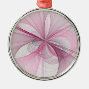 Modern Abstract lichtroze grijs fractaal ontwerp Metalen Ornament