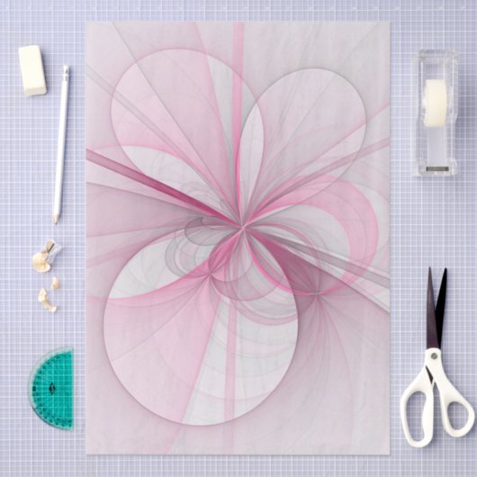 Modern Abstract lichtroze grijs fractaal ontwerp Tissuepapier (Craft)