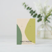 MODERN ABSTRACT LIME GREEN KRA ART EARRING DISPLAY VISITEKAARTJE (Staand voorkant)