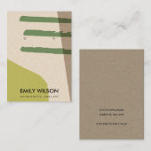 MODERN ABSTRACT LIME GREEN KRA ART EARRING DISPLAY VISITEKAARTJE (Voorkant / Achterkant)