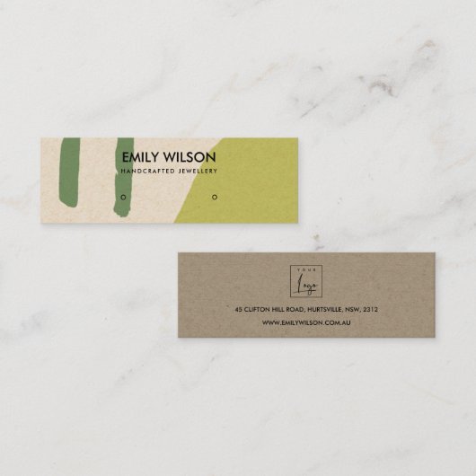 MODERN ABSTRACT LIME GREEN KRAFT ART STUD DISPLAY MINI VISITEKAARTJE (Voorkant / Achterkant)