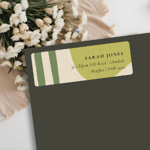 MODERN ABSTRACT LIME GREEN KRAFT ARTISTIC ADRES ETIKET