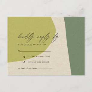 MODERN ABSTRACT LIME GREEN KRAFT ARTISTIC RSVP BRIEFKAART