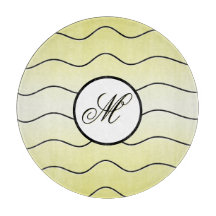 Modern Abstract Line Art Initial Butter Yellow
