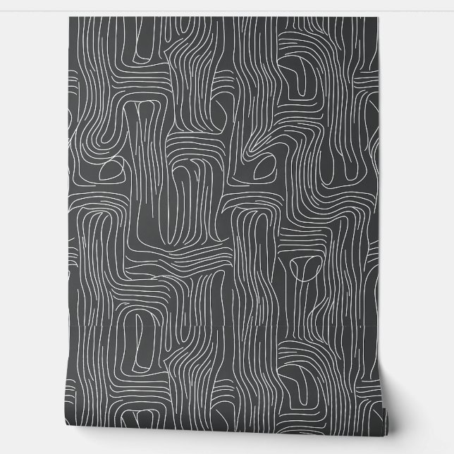 Modern Abstract Line Art Pattern Behang (Afrollen)