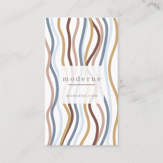 Modern Abstract Line Wave Pattern Design Wit Visitekaartje (Voorkant)