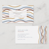 Modern Abstract Line Wave Pattern Design Wit Visitekaartje (Voorkant / Achterkant)