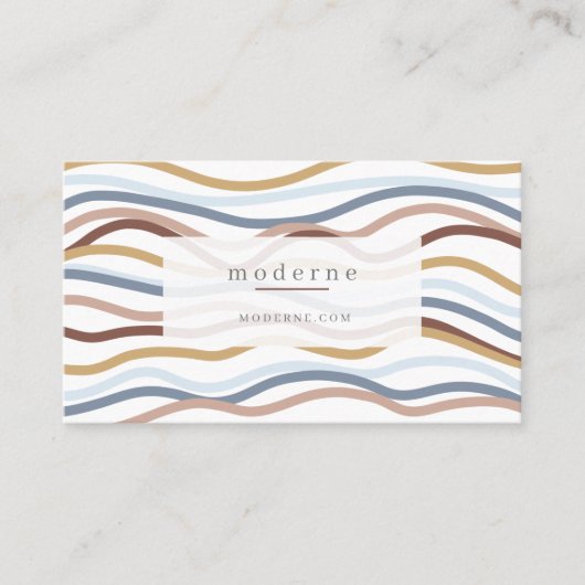 Modern Abstract Line Wave Pattern Design Wit Visitekaartje (Voorkant)