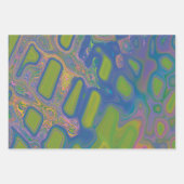 Modern Abstract Liquid Pour Art Blue Green Inpakpapier Vel (Voorkant 2)