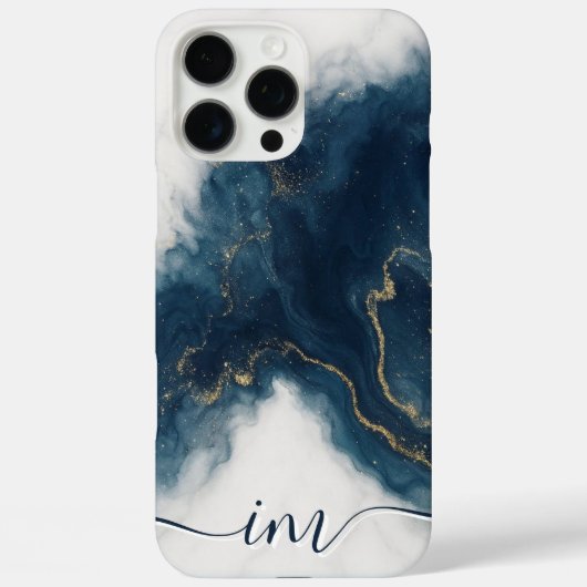 Modern Abstract marmer met glitter Initialen & naa Case-Mate iPhone Case (Achterkant)