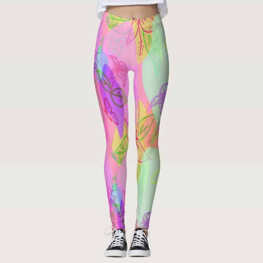 Modern Abstract met het langwerppatroonleggen Leggings (Voorkant)