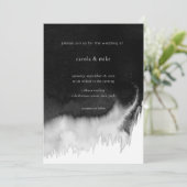 Modern Abstract Minimal Waterverf Zwart Bruiloft Kaart (Staand voorkant)