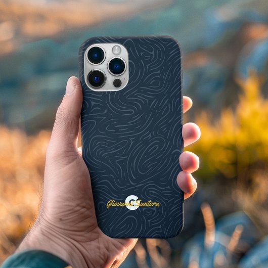 Modern Abstract Navy Pattern Monogram Case-Mate iPhone Case