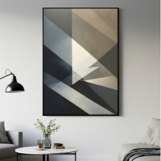 Modern Abstract Neutraal Grijs Beige Canvas Afdruk