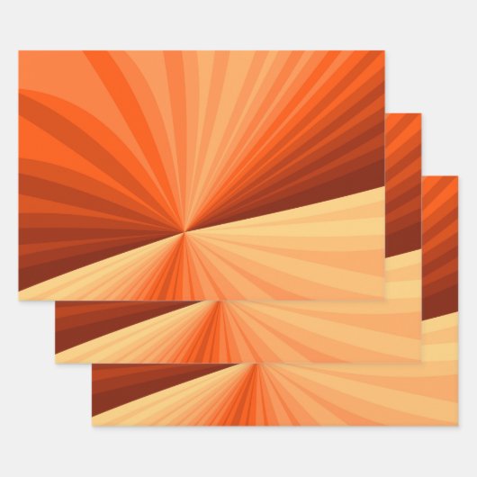 Modern Abstract Oranje Rood Vanilla Grafisch Fract Inpakpapier Vel (Set)