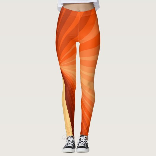 Modern Abstract Oranje Rood Vanilla Grafisch Fract Leggings (Voorkant)
