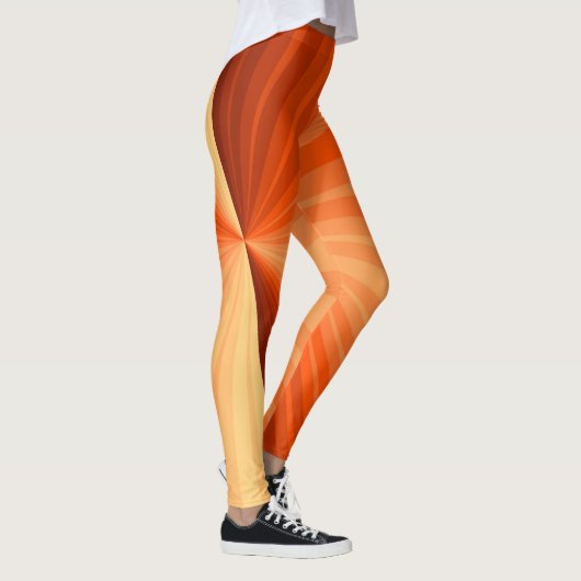 Modern Abstract Oranje Rood Vanilla Grafisch Fract Leggings (Rechts)