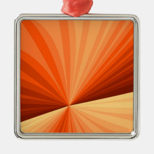 Modern Abstract Oranje Rood Vanilla Grafisch Fract Metalen Ornament