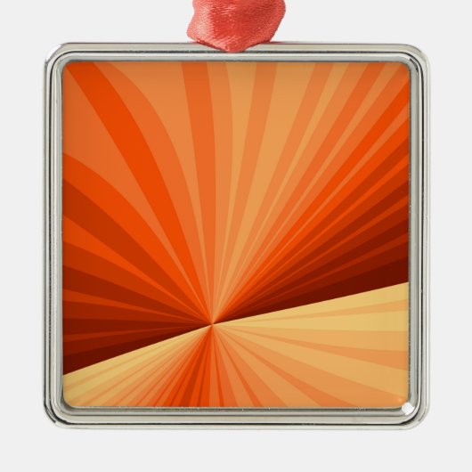 Modern Abstract Oranje Rood Vanilla Grafisch Fract Metalen Ornament (Voorkant)