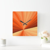 Modern Abstract Oranje Rood Vanilla Grafisch Fract Vierkante Klok (Huis)