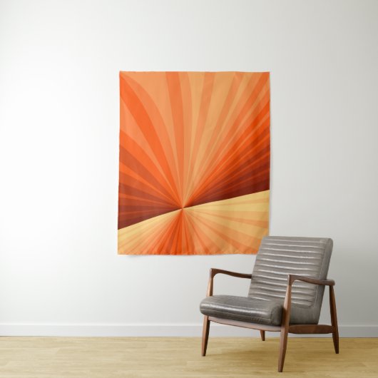 Modern Abstract Oranje Rood Vanilla Grafisch Fract Wandkleed (In situ)