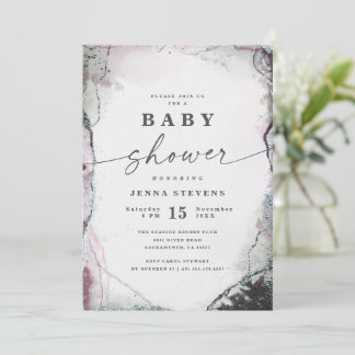 Modern Abstract Paarse en groene Baby shower Kaart