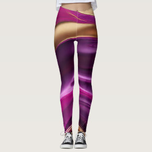 Modern Abstract-Paarse Roze en Goud- Leggings
