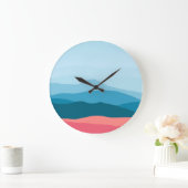 Modern Abstract Pastel Blue Pink Mountains Grote Klok (Huis)