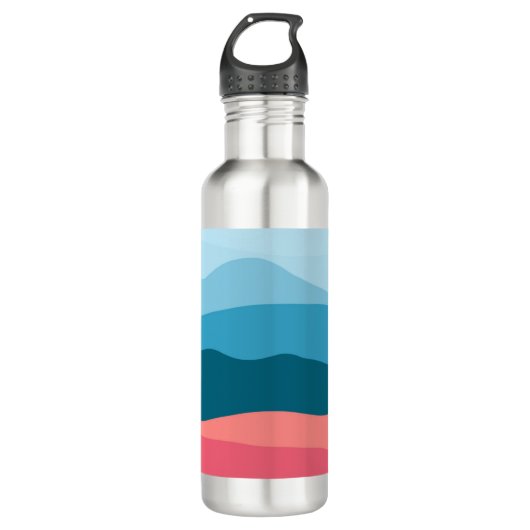 Modern Abstract Pastel Blue Pink Mountains Waterfles (Voorkant)